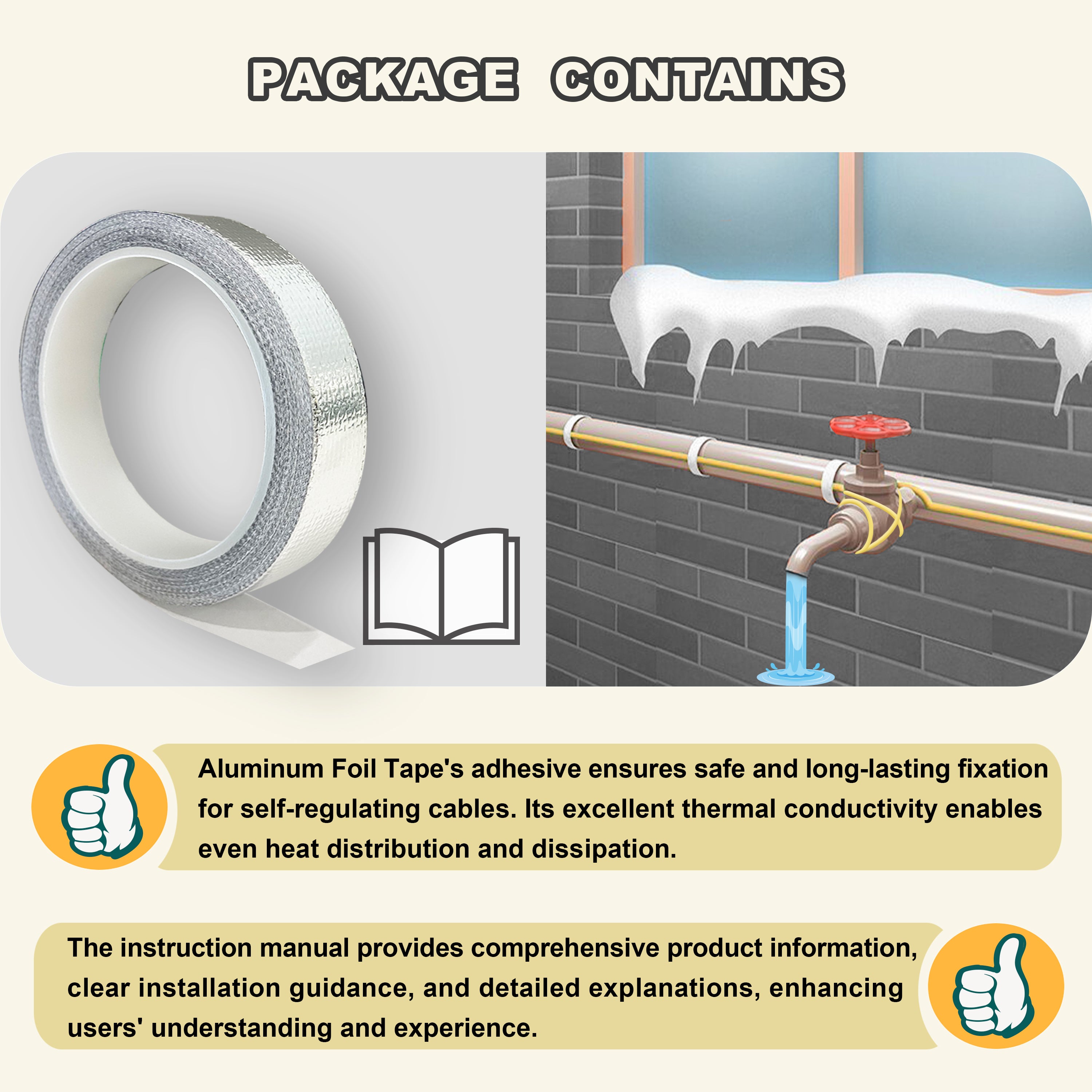 YeloDeer Heat Trace for Pipe Freeze Protection, Self-regulating for Metal and Plastic Water Pipe, 6W/Ft