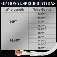 YeloDeer Mica High Temperature Wire, Glass Fiber Heat Resistant Cable, Flexible Electrical Insulation, 10FT/16.4FT, 10-18AWG