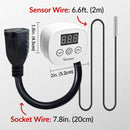 YeloDeer Digital Thermostat, Plug-In Temperature Controlled Outlet, with Timer & 6.6ft Sensor Probe, Precise Temp Control for Reptile Greenhouse Pipe