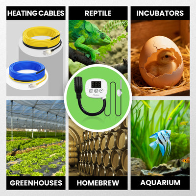 Thermostat numérique enfichable avec sonde et minuterie, 120 V 10 A