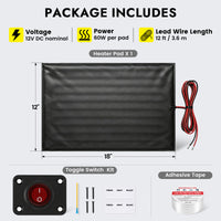 12V RV Tank Heater Pad with Switch for Cold-Weather Freeze Protection