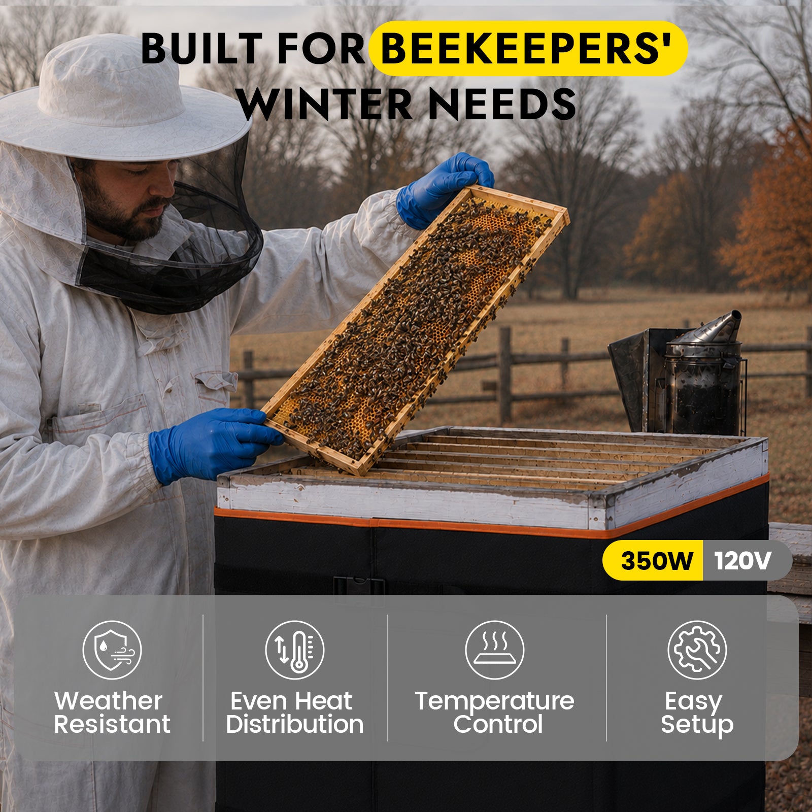 Beehive Heating Blanket with Thermostat for 8 & 10-Frame Hives