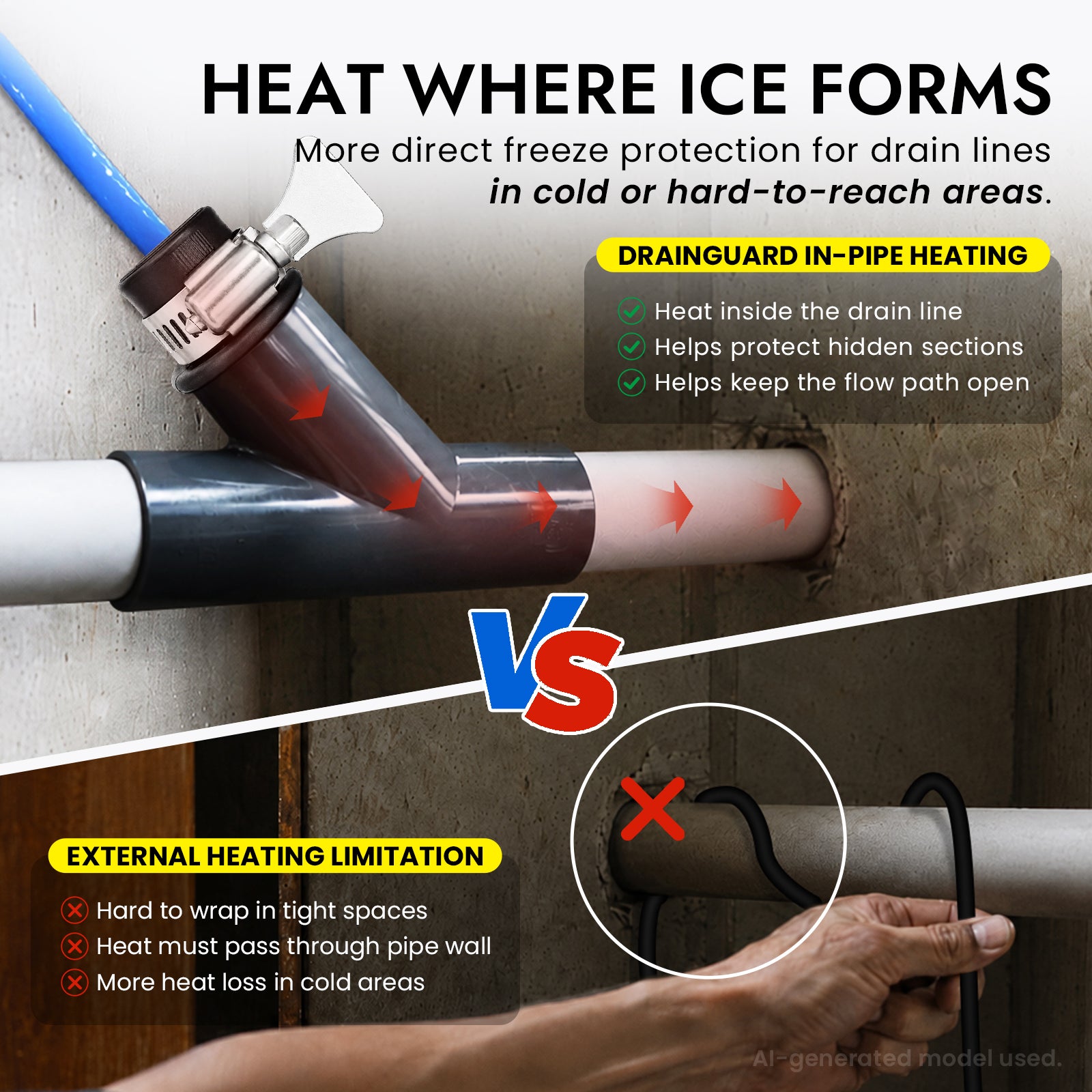 In-Drain Heating Cable Kit for 1/2 & 3/4 in Non-Pressurized Condensate Lines (DGK)