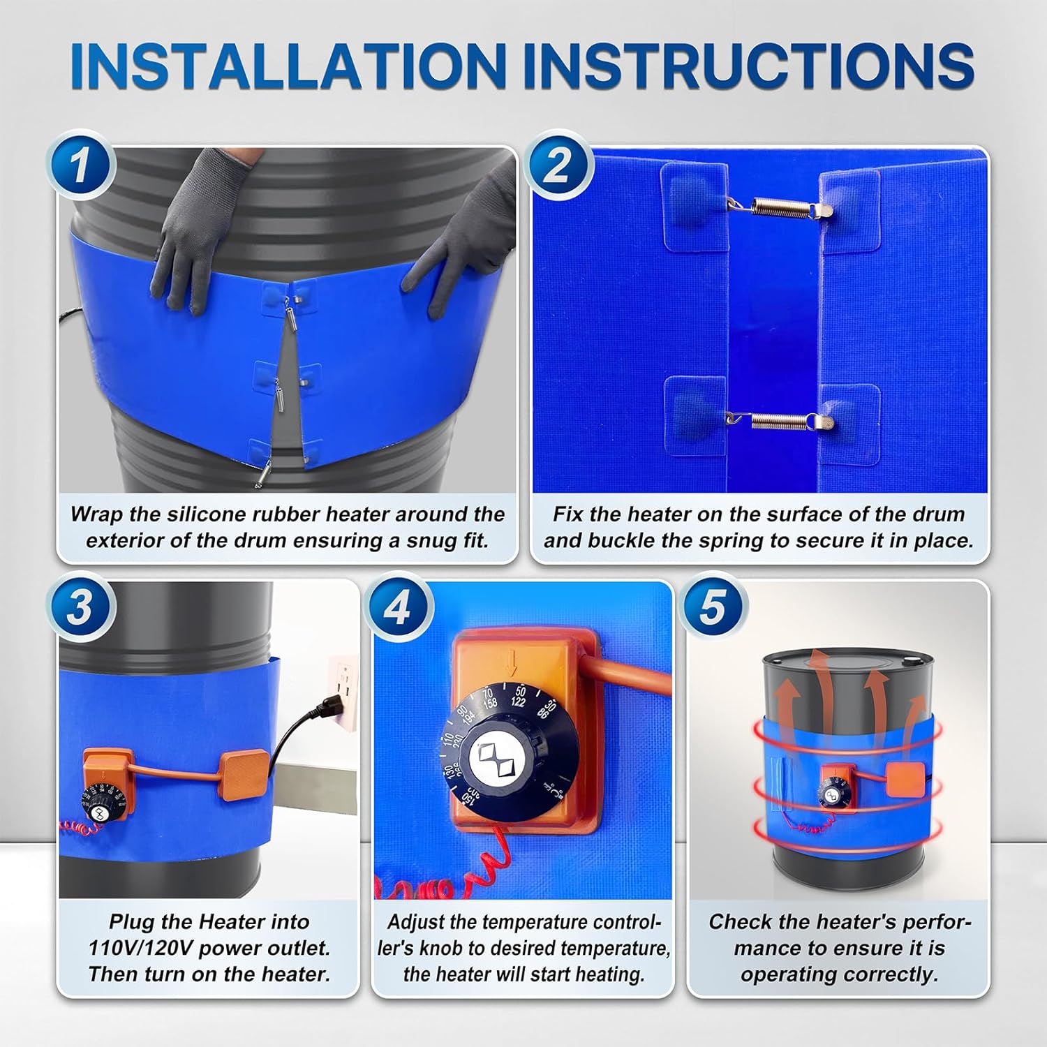 5 & 55-Gallon Drum & Bucket Heater  (Twist Control, 86°F-302°F Range) | YeloDeer