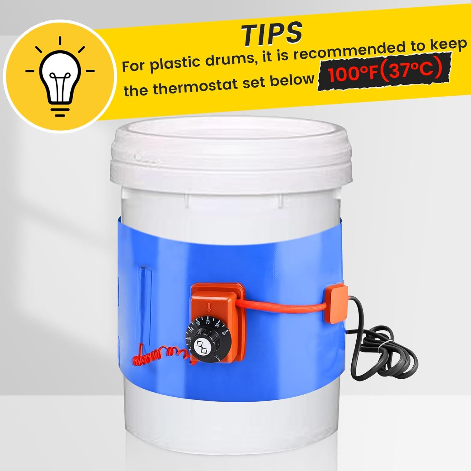 5 & 55-Gallon Drum & Bucket Heater  (Twist Control, 86°F-302°F Range) | YeloDeer