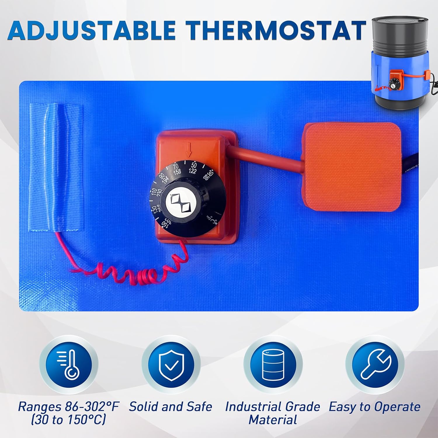 5 & 55-Gallon Drum & Bucket Heater  (Twist Control, 86°F-302°F Range) | YeloDeer