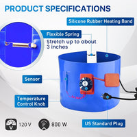 5 & 55-Gallon Drum & Bucket Heater  (Twist Control, 86°F-302°F Range) | YeloDeer