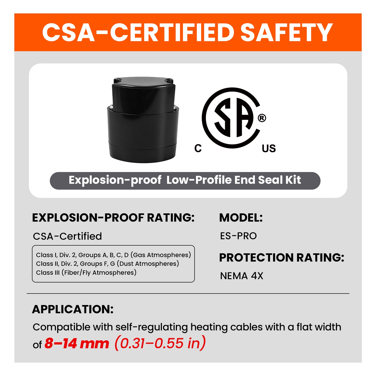 Roof Heating Cable Connection & End Seal Kits (CSA Certified, NEMA 4X) | YeloDeer