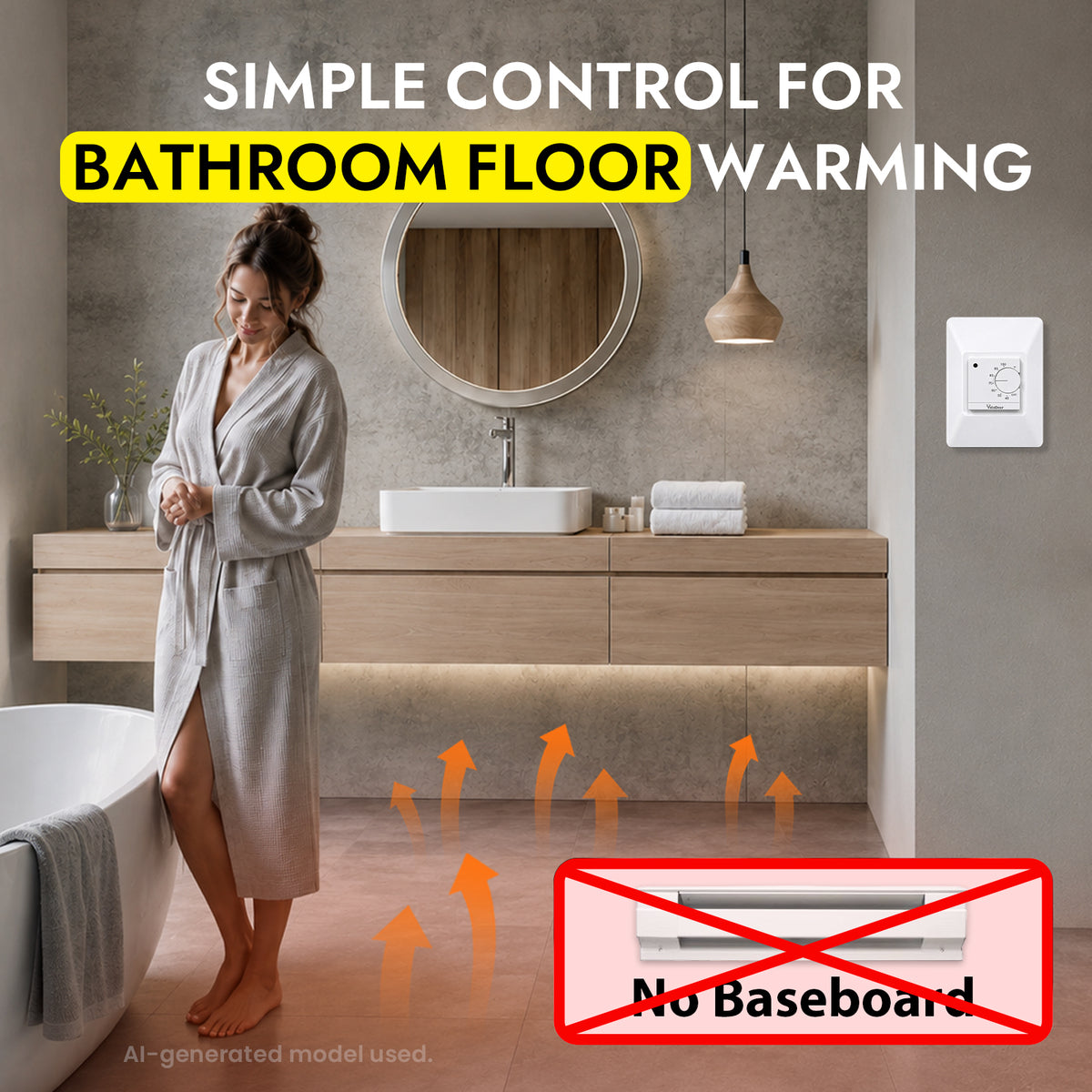 Manual Electric Floor Heating Thermostat with Floor Sensor