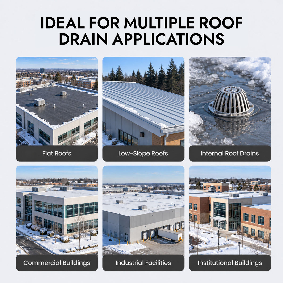 Roof Drain De-Icing System for Flat & Low-Slope Roofs (FRDDS)