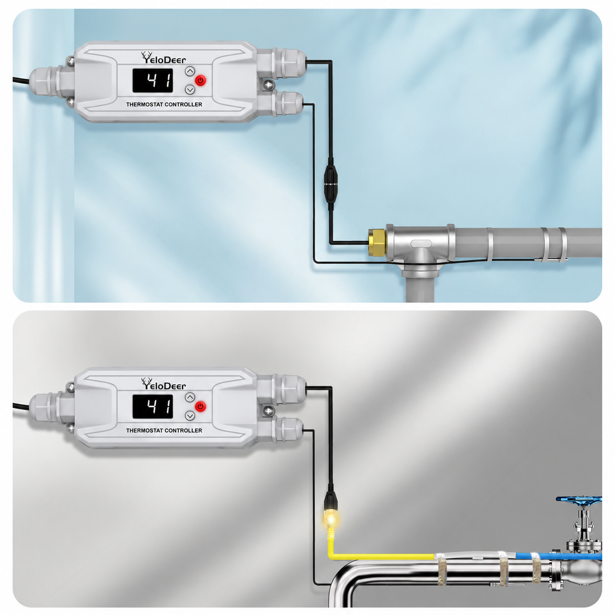 Heat Tape Thermostat Controller for Pipe Freeze Protection