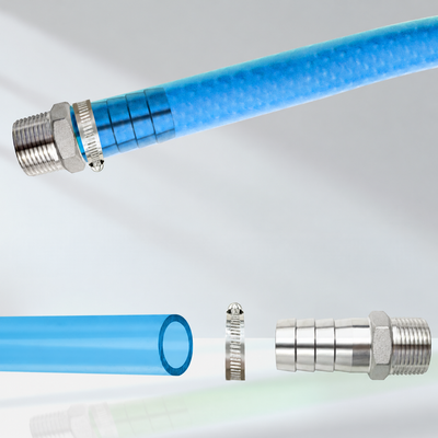 Ensemble d'adaptateurs cannelés à filetage NPT mâle en acier inoxydable 316 avec colliers de serrage