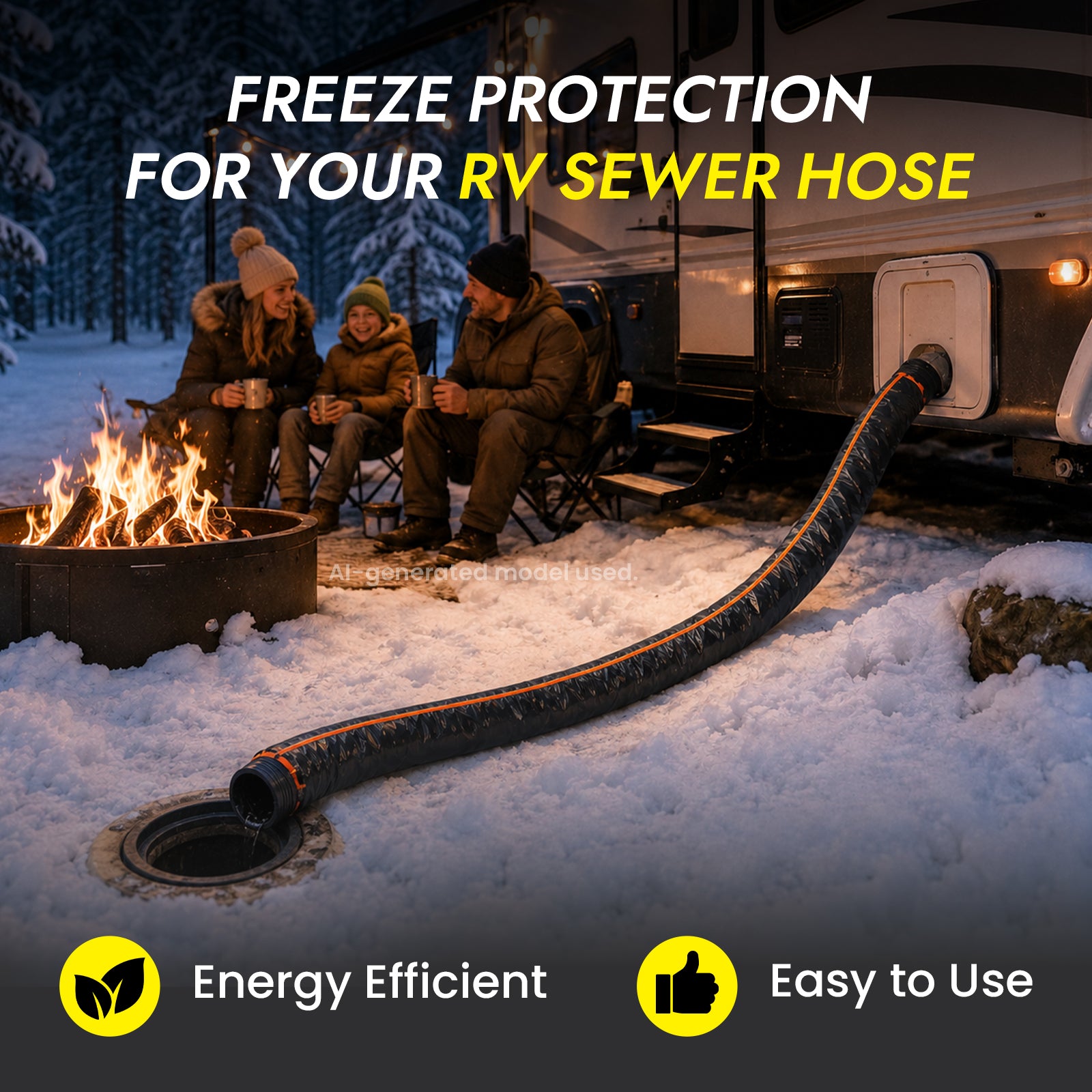RV Sewer Hose Heat Blanket with Built-In Thermostat