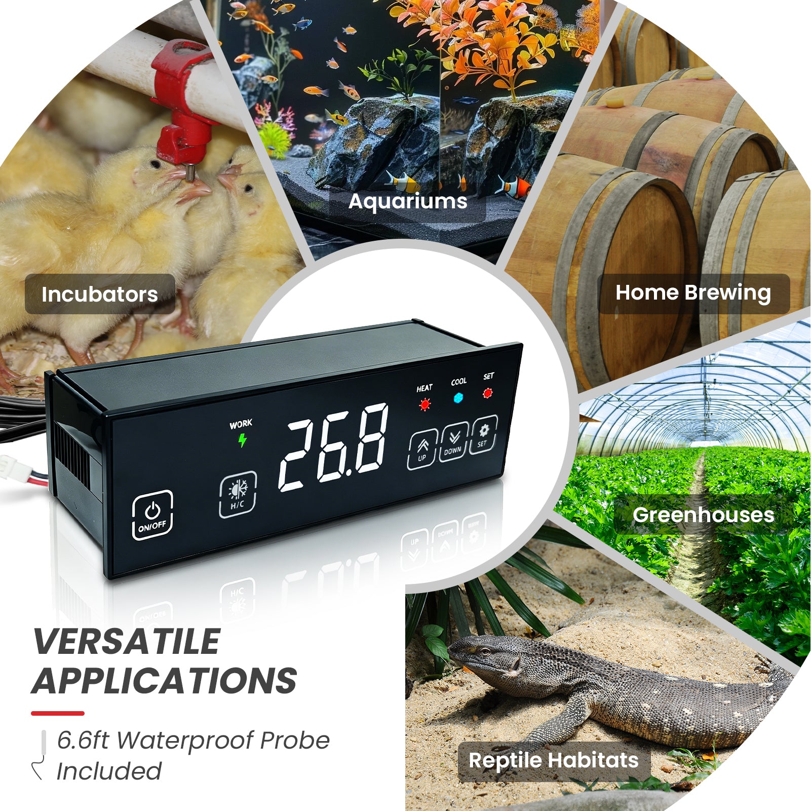 High-Power Touchscreen Temperature Controller (30A, 120V, 0.1°F Precision) | YeloDeer
