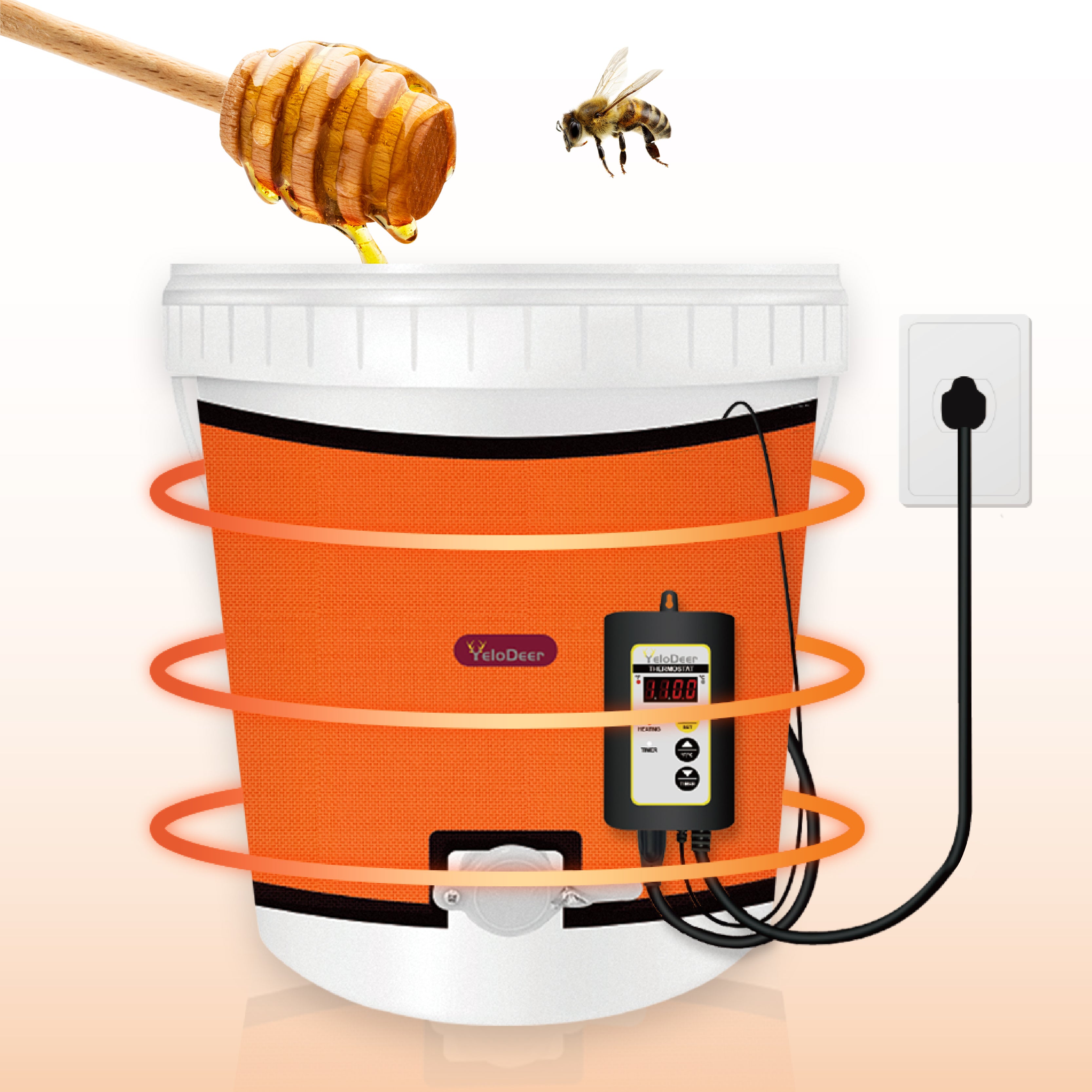 YeloDeer Bee Blanket Honey Heater, Digital Display with Timer, Adjustable Temperature Control, Fits 5 Gallon Bucket