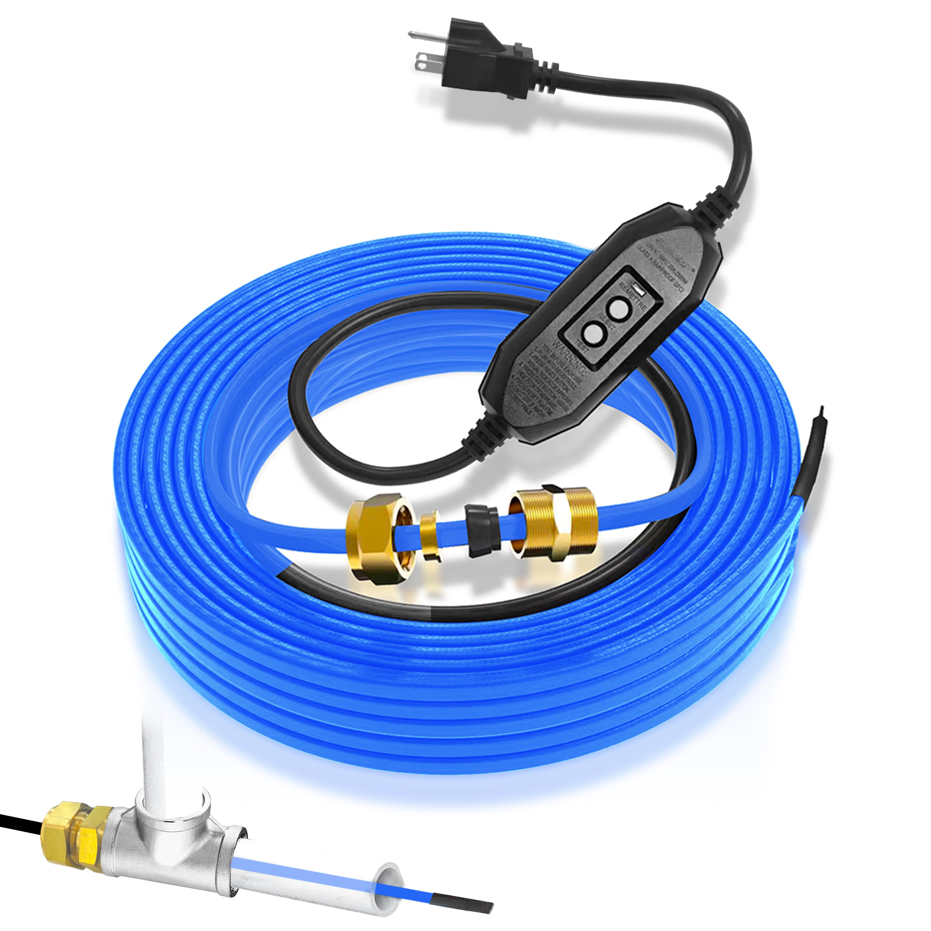 YeloDeer In Pipe Heating Cable for Drinking Water, Food-Grade Safe Internal Heat Tape, Self-Regulating with GFCI, 3W/Ft 120V