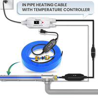 YeloDeer In Pipe Heating Cable Kit, Self-regulating Heat Trace Cable with Pipe Temperature Controller, 3 W/Ft, 120 V