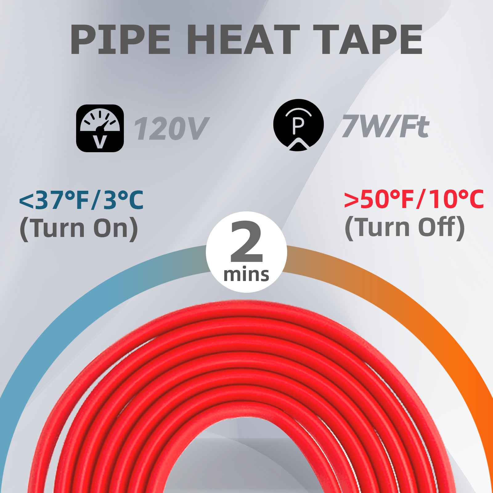 YeloDeer Heat Trace for Pipe Freeze Protection, Constant Wattage Pre-assembled Heat Tape, with Thermostat, 7W/Ft