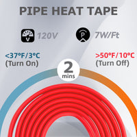 YeloDeer Heat Trace for Pipe Freeze Protection, Constant Wattage Pre-assembled Heat Tape, with Thermostat, 7W/Ft